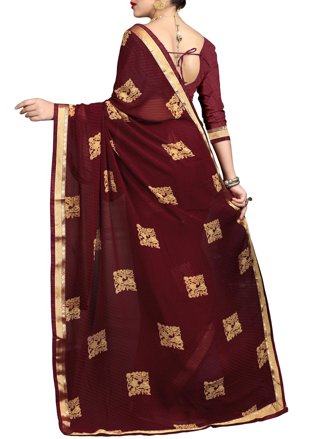 floral motif printed saree with blouse - 15809274 -  Standard Image - 1