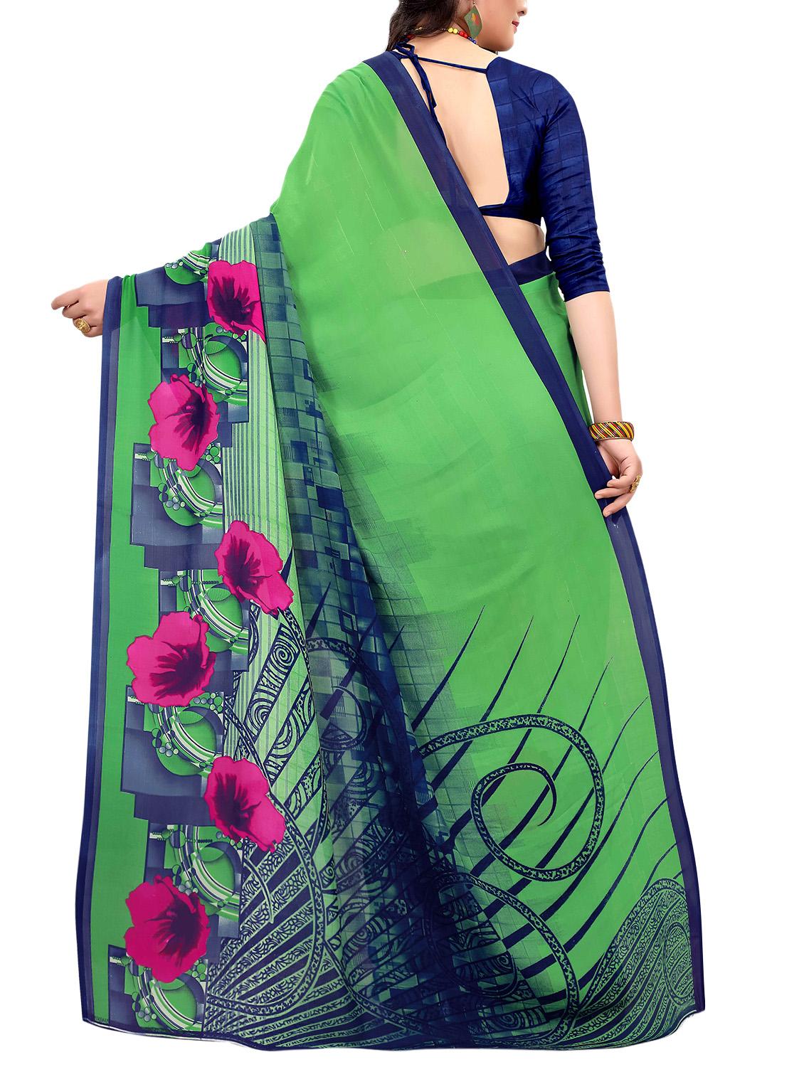 floral printed saree with blouse - 15809290 -  Standard Image - 1