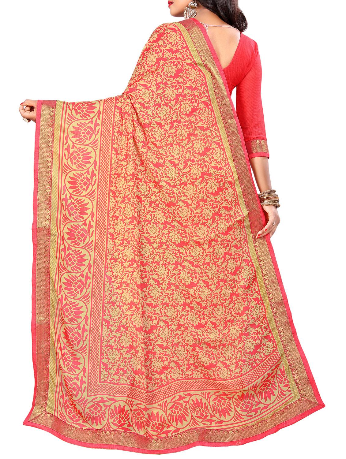 floral printed saree with blouse - 15809303 - Standard Image - 1