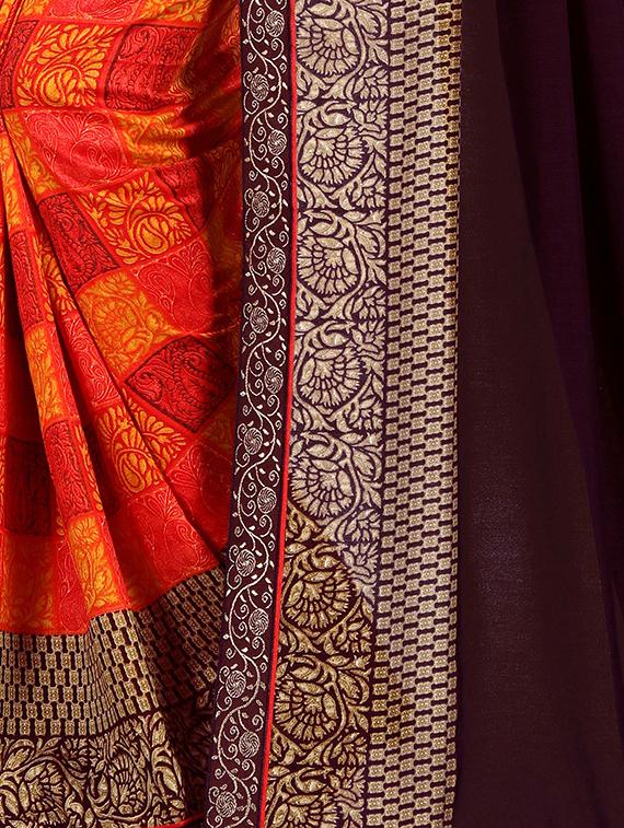 floral printed saree with blouse - 15809307 -  Standard Image - 1