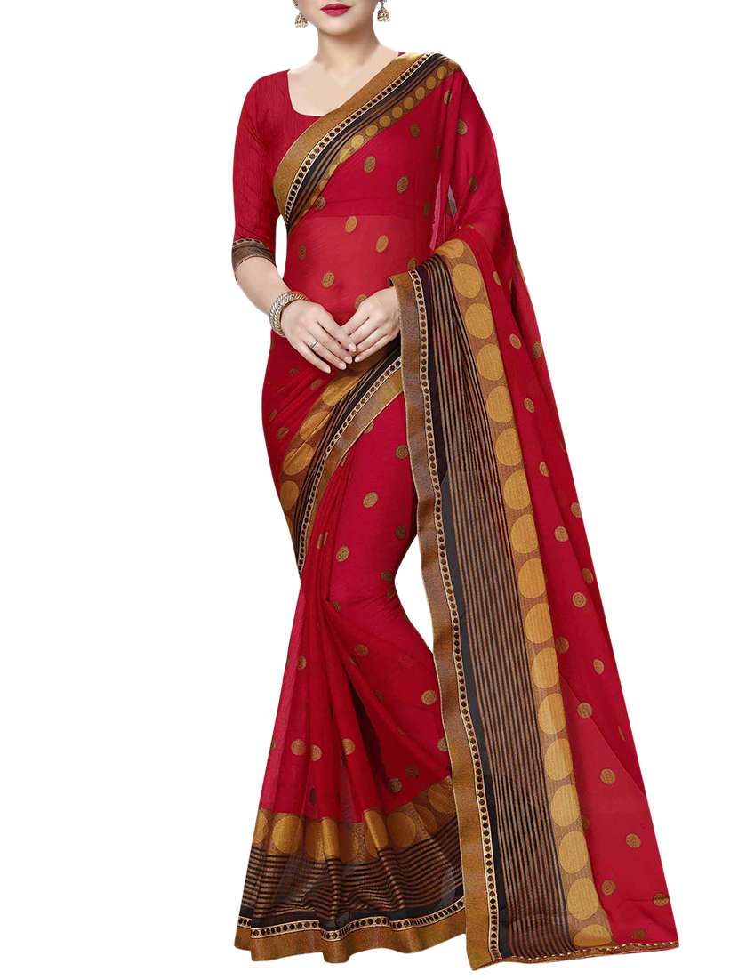 ethnic motif printed self design saree with blouse