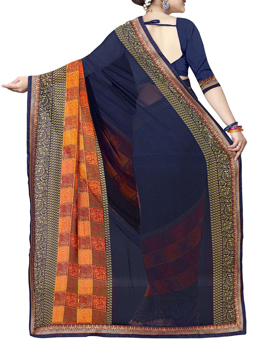 ethnic motif printed saree with blouse - 15809319 -  Standard Image - 1