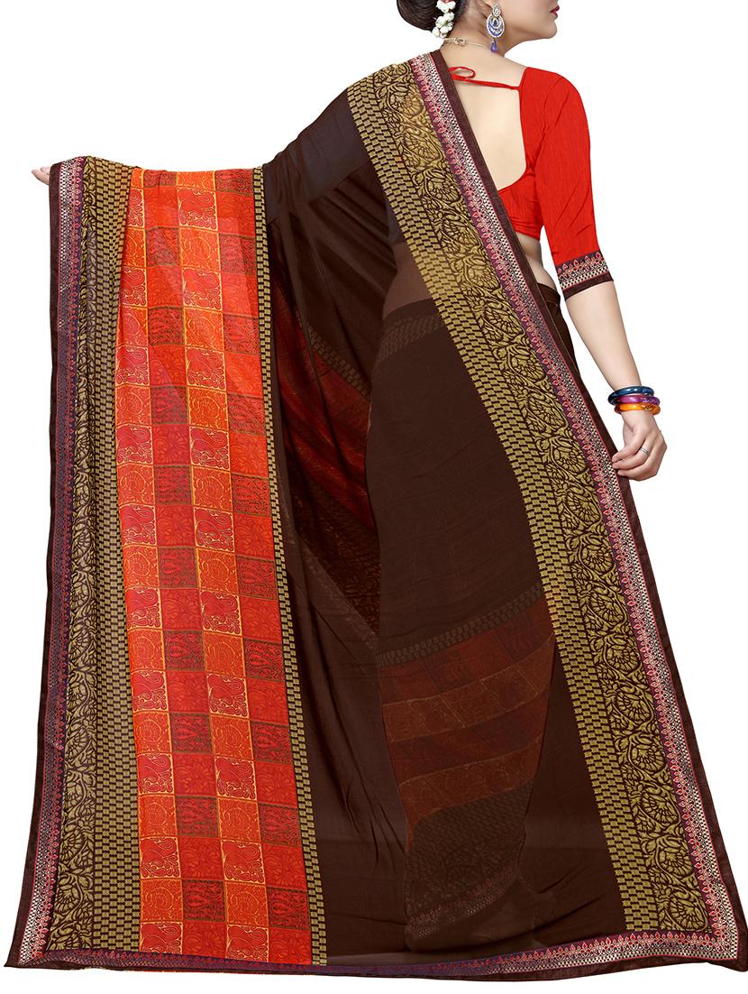 ethnicac motif printed saree with blouse - 15809321 - Standard Image - 1