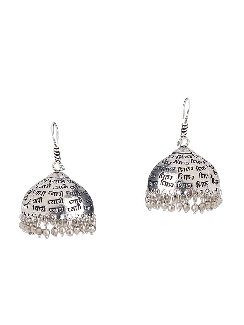 silver metal jhumka earring