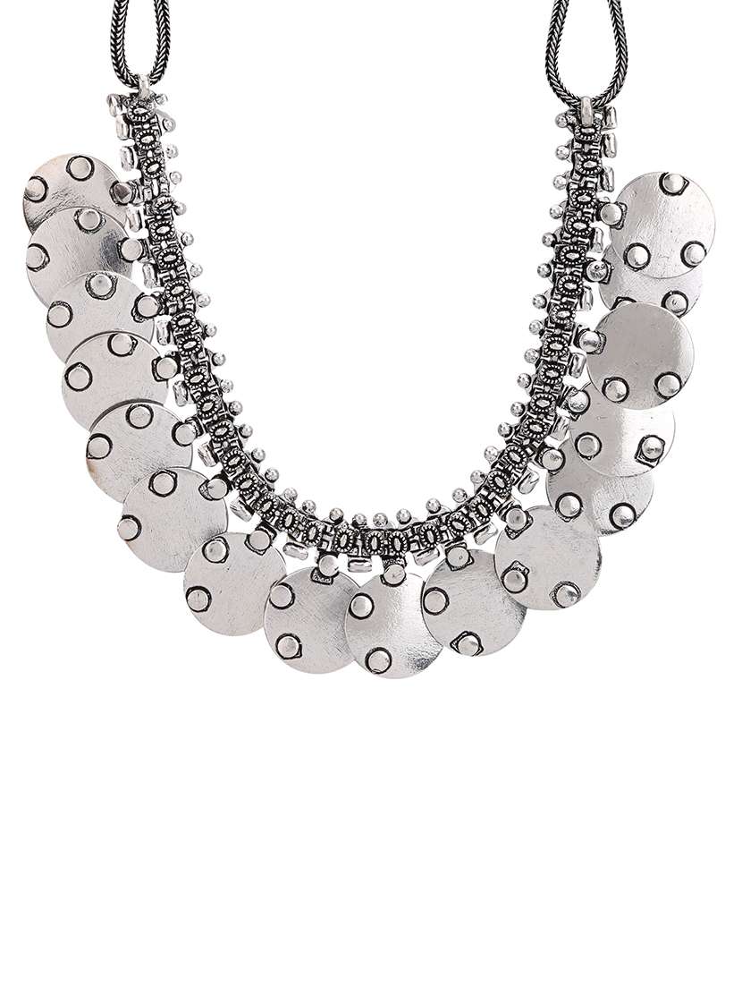 silver metal choker necklace
