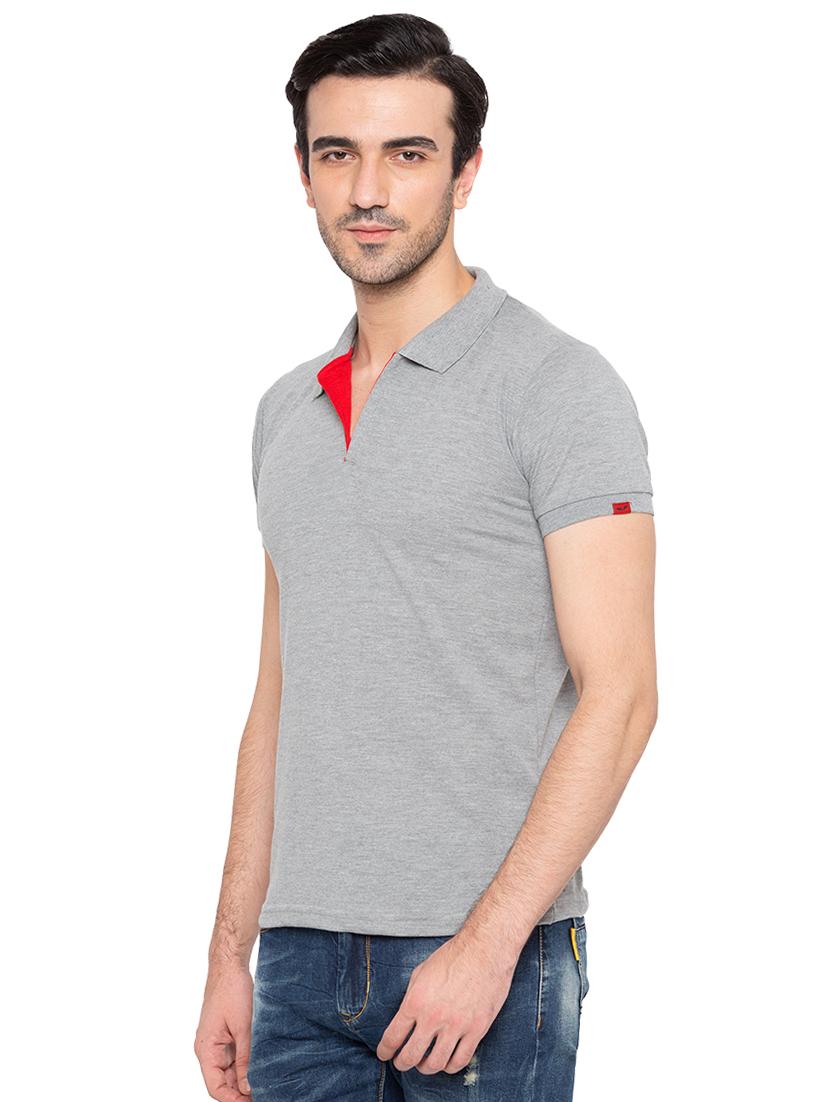 solid grey collared t-shirt - 15810484 - Standard Image - 1
