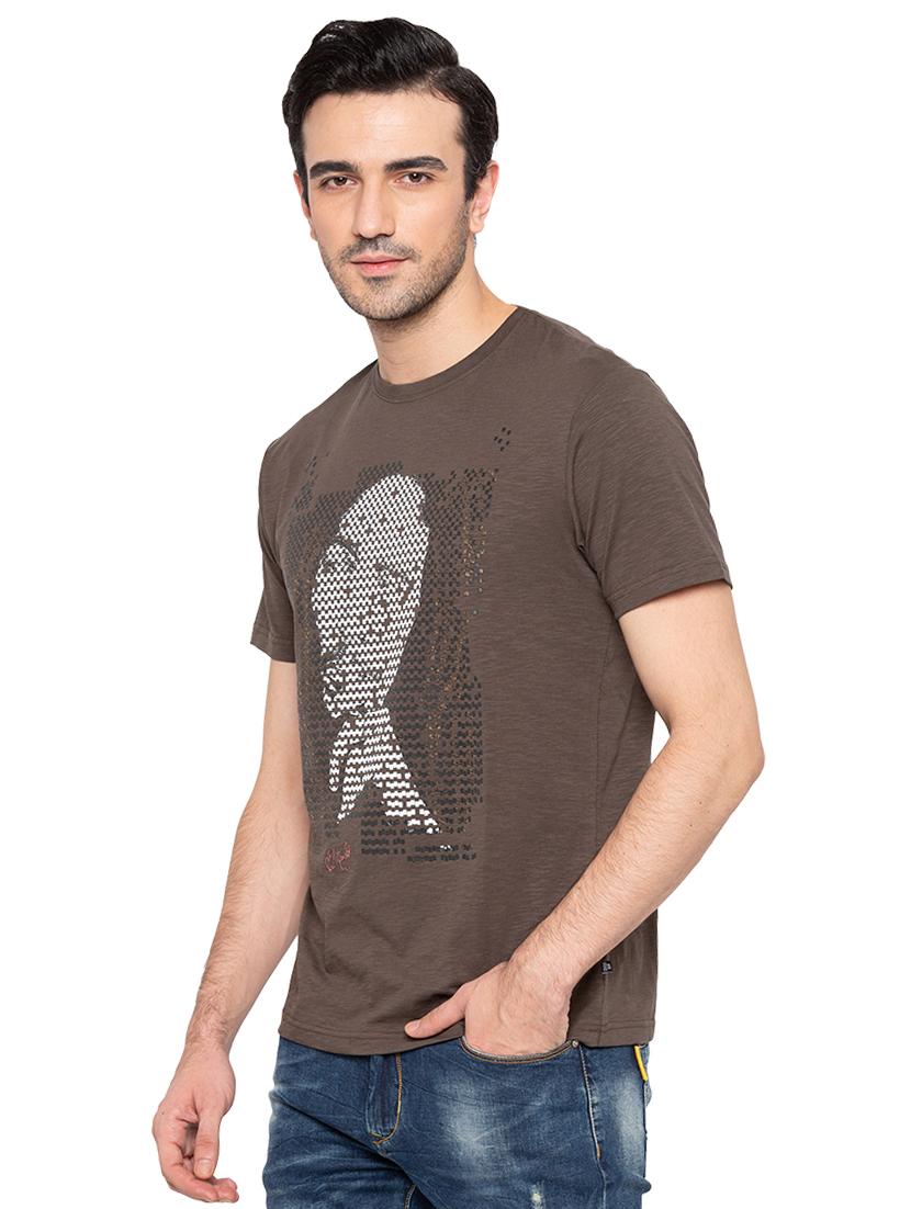 brown chest print t-shirt - 15810495 -  Standard Image - 1