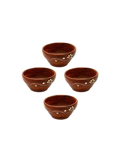 desi karigar wooden handmade serving bowl, set of 4 size 3.8 inch - 15812137 - Standard Image - 0