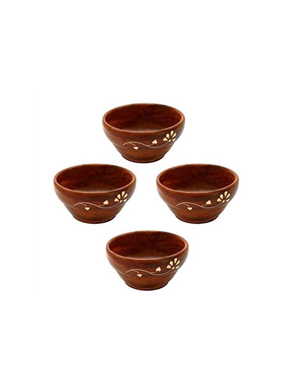 desi karigar wooden handmade serving bowl, set of 4 size 3.8 inch - 15812137 - Zoom Image - 0