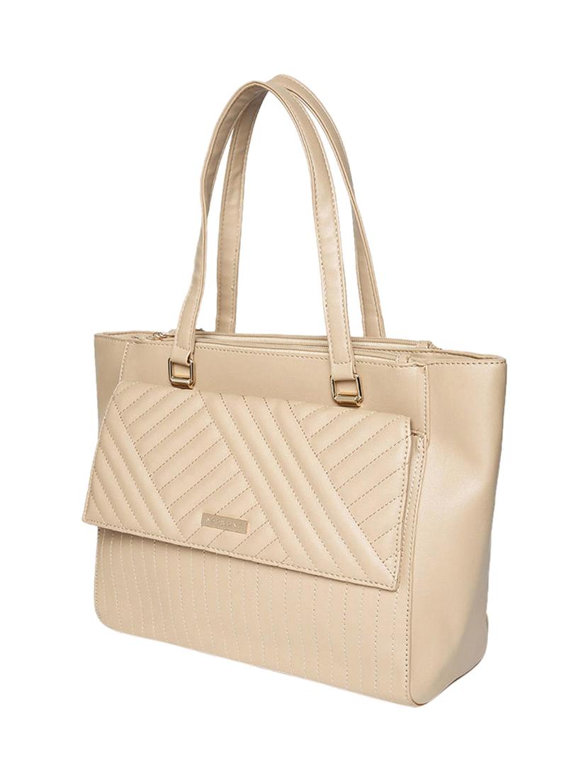 beige leatherette (pu) handbag - 15813948 - Standard Image - 4