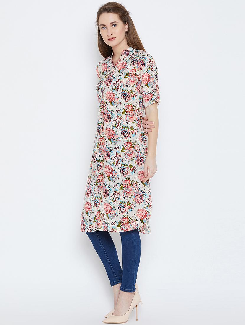 roll up sleeved floral tunic - 15814354 - Standard Image - 1