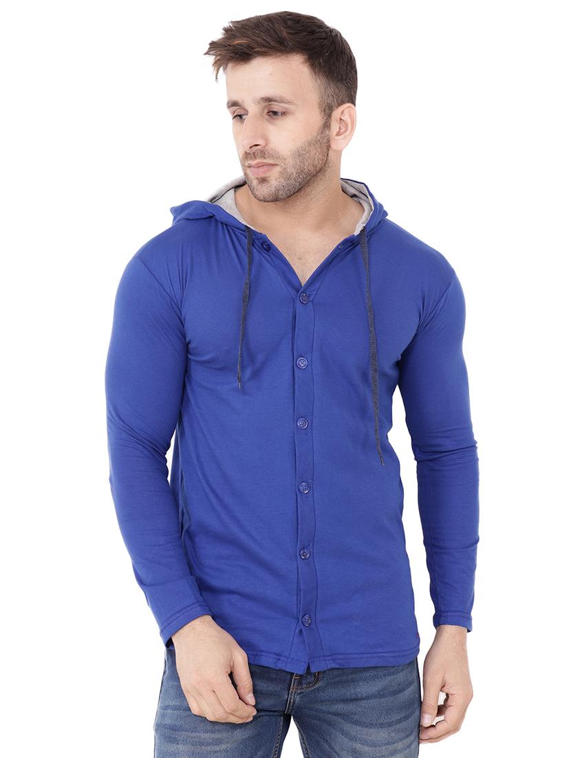 blue hooded button t-shirt - 15816387 -  Zoom Image - 0