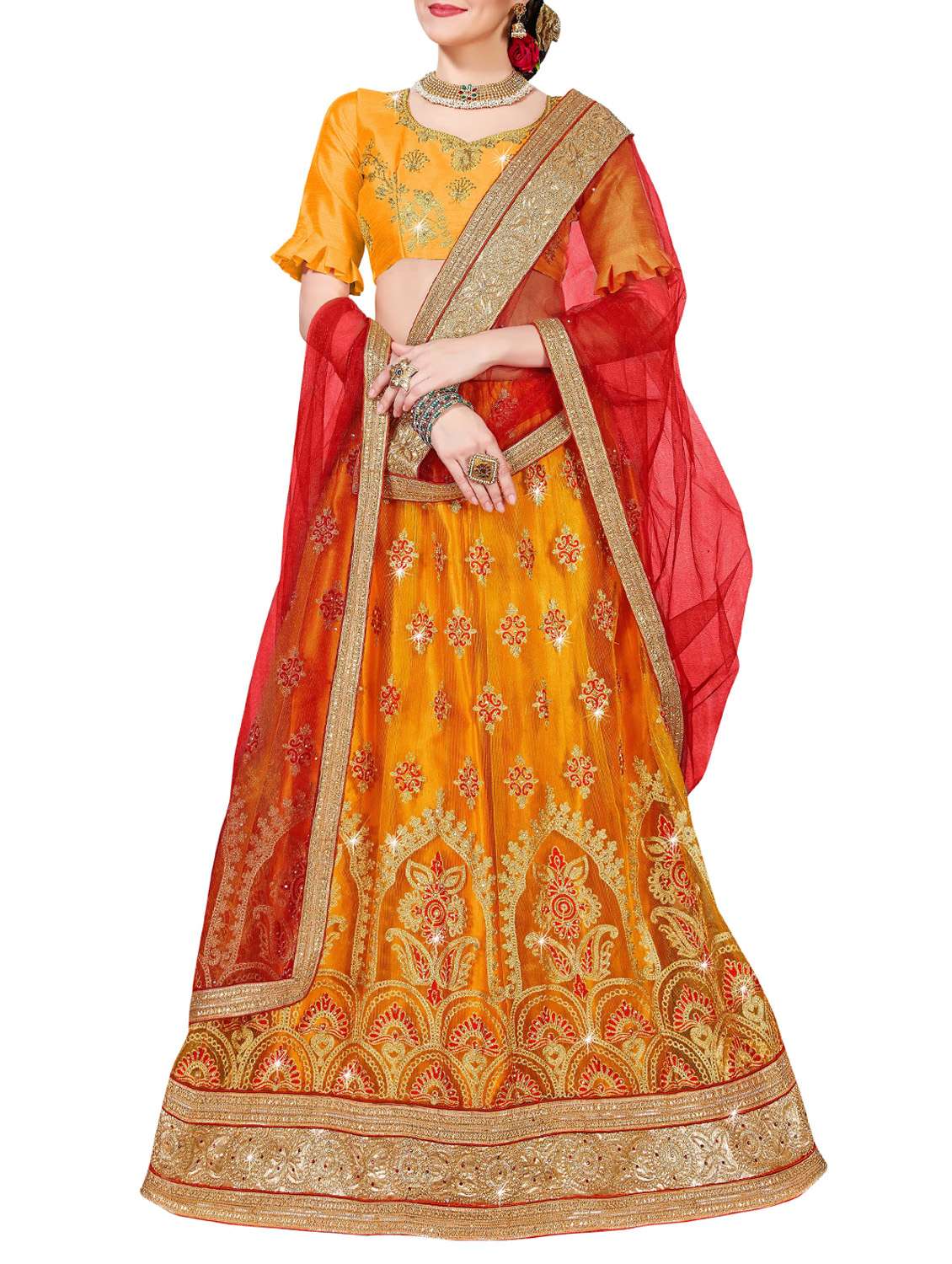 embroidered a-line lehenga