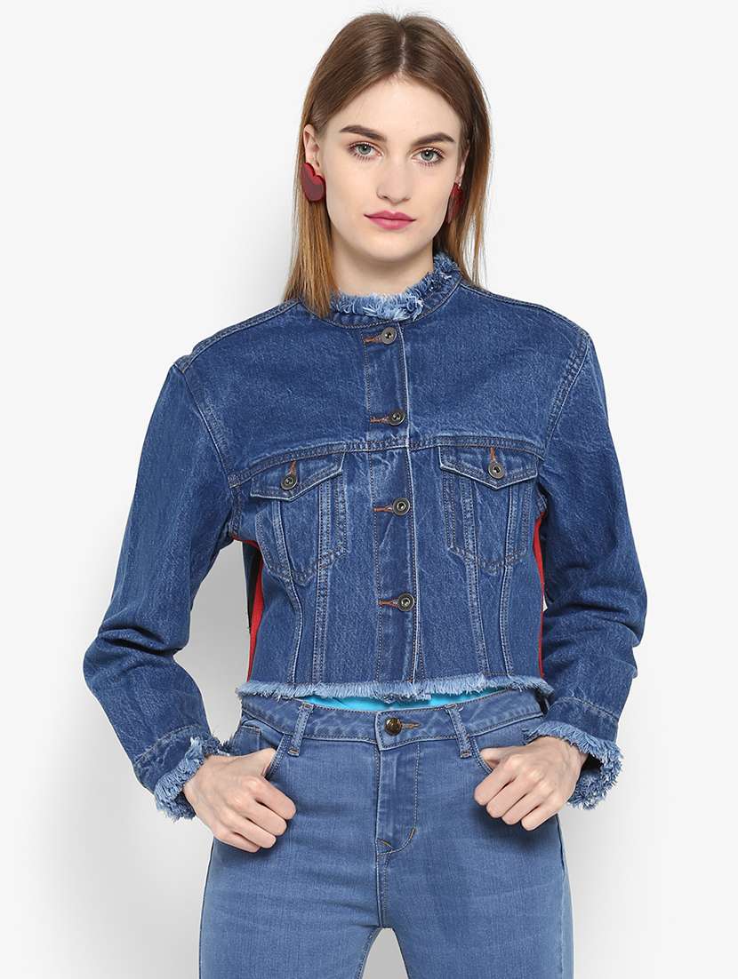 frayed hem denim jacket