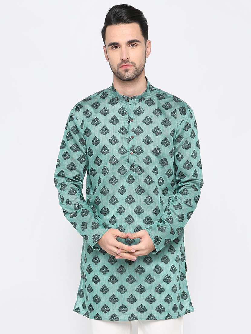 green jacquard kurta