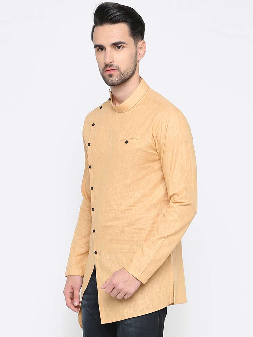 orange solid asymmetric kurta - 15817755 - Standard Image - 1