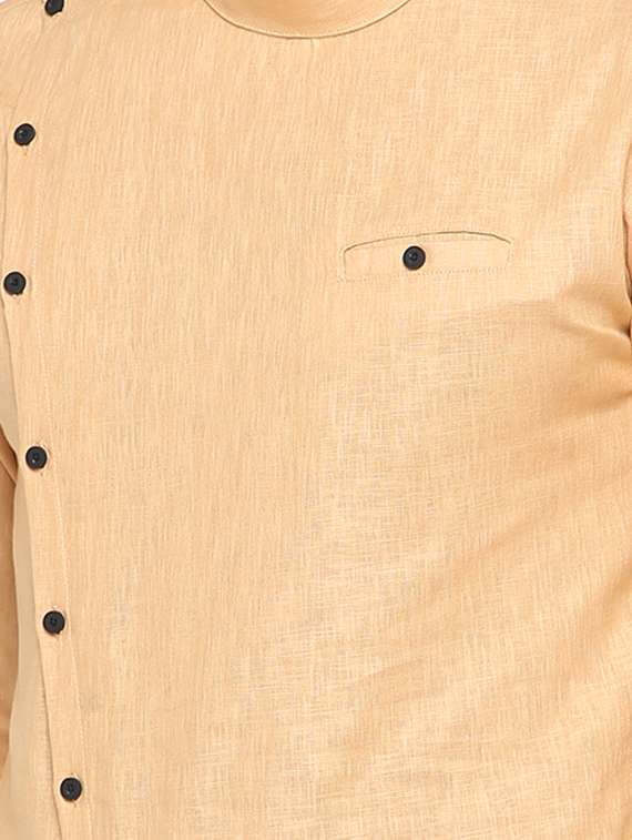 orange solid asymmetric kurta - 15817755 - Standard Image - 4