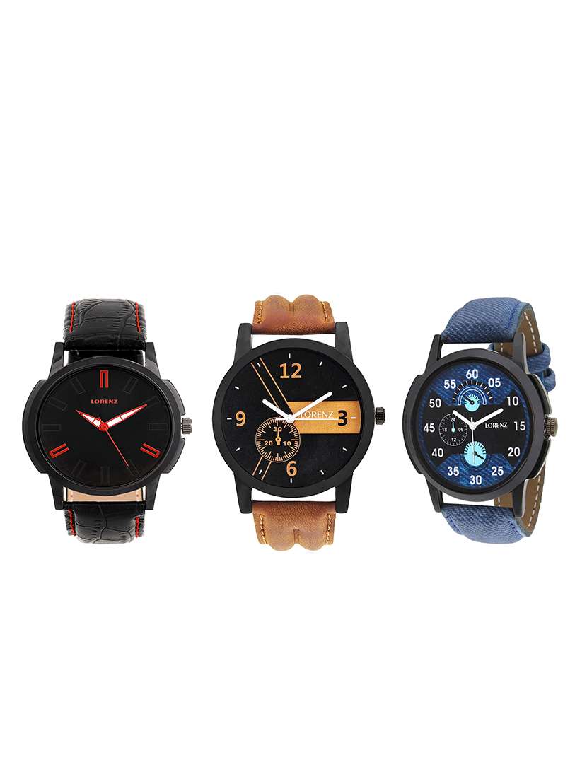 set of 3 round dial analog watch