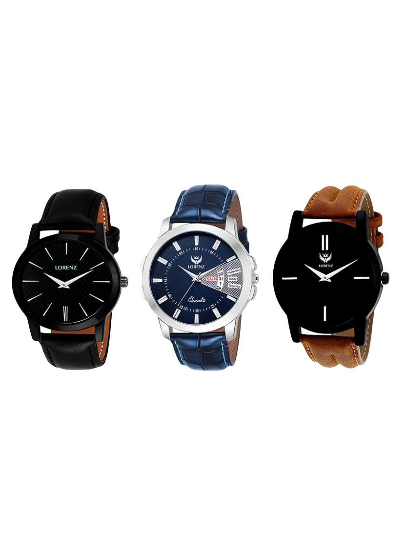 set of 3 round dial analog watch