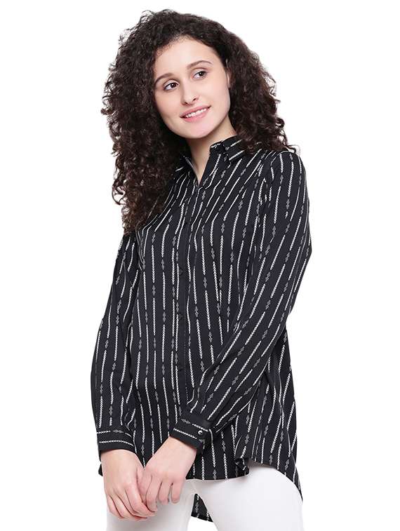 long sleeved high low shirt