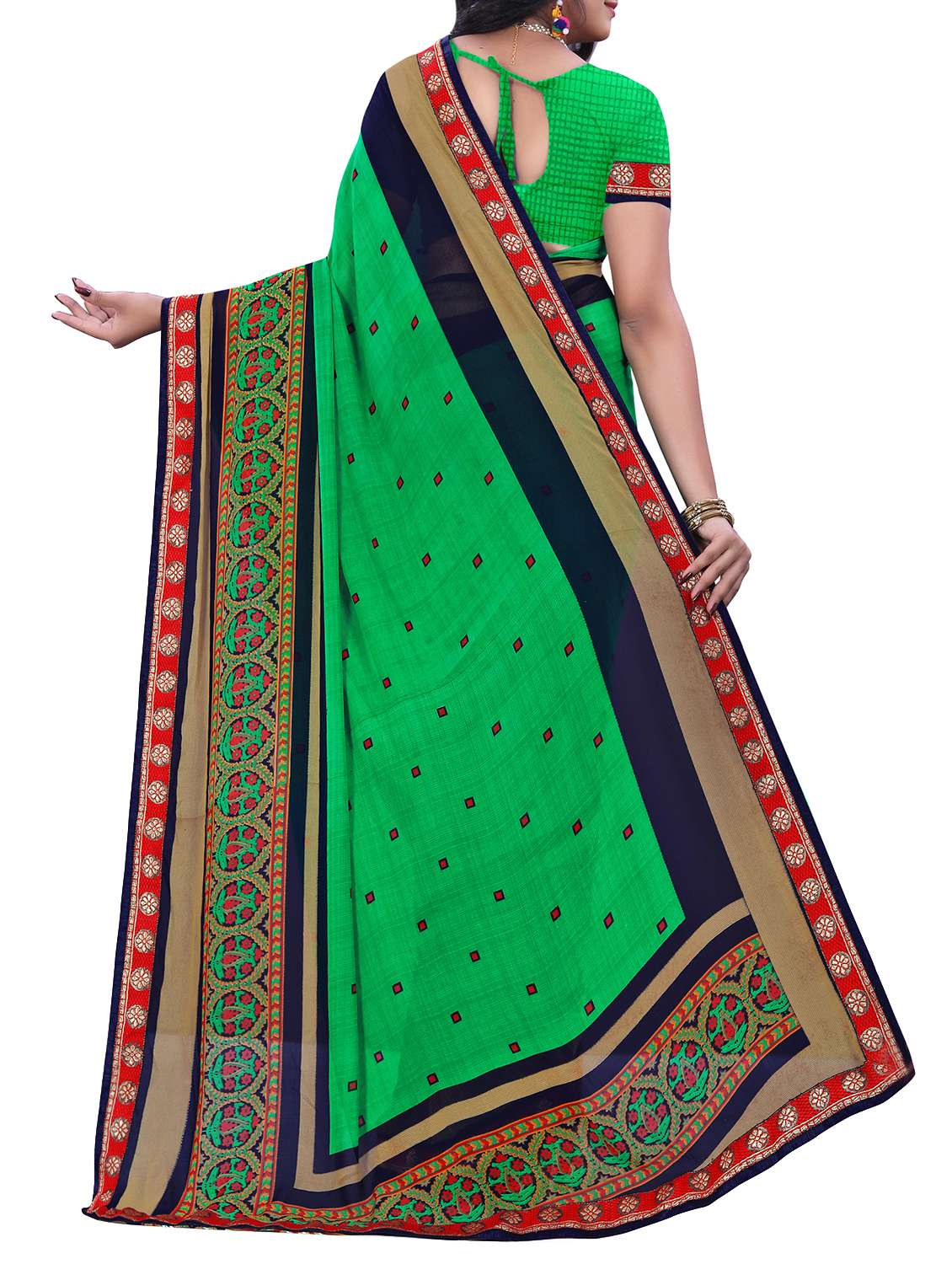 geometrical printed saree with blouse - 15819308 -  Standard Image - 1