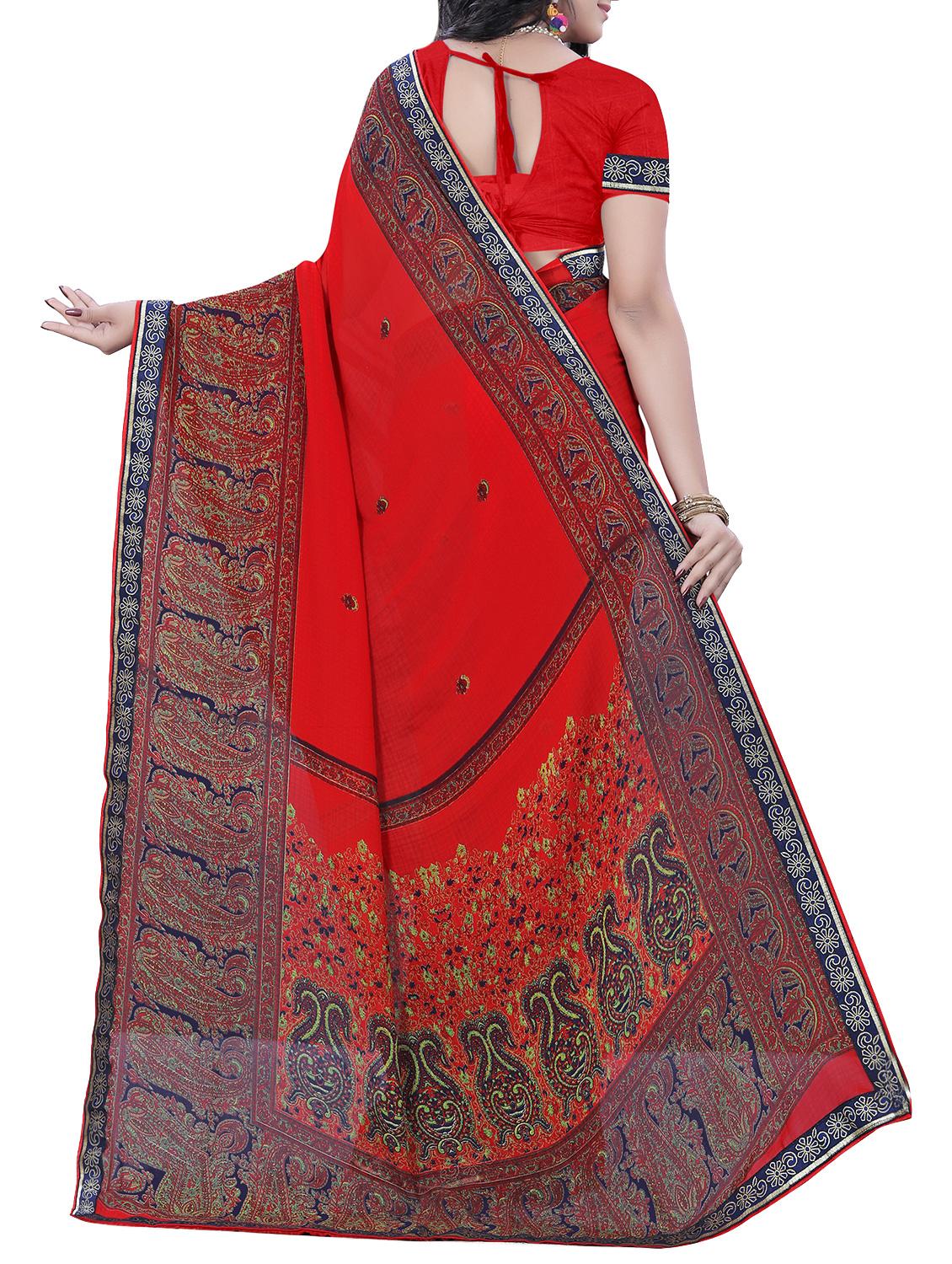women's paisley red colored saree with blouse - 15819312 - Standard Image - 1