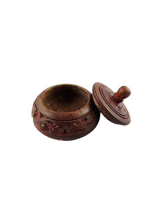 desi karigar shingar box brown wood handicrafts-sindoor box