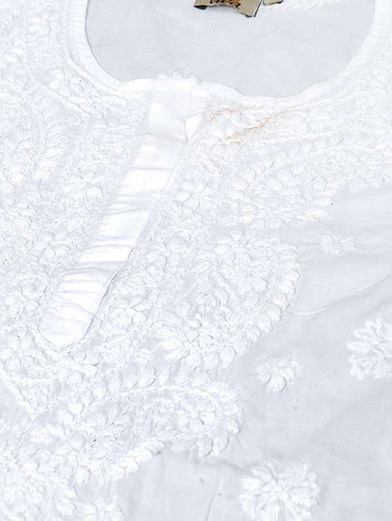 ada hand-embroidered white chikankari kurti  - 15819738 -  Standard Image - 4