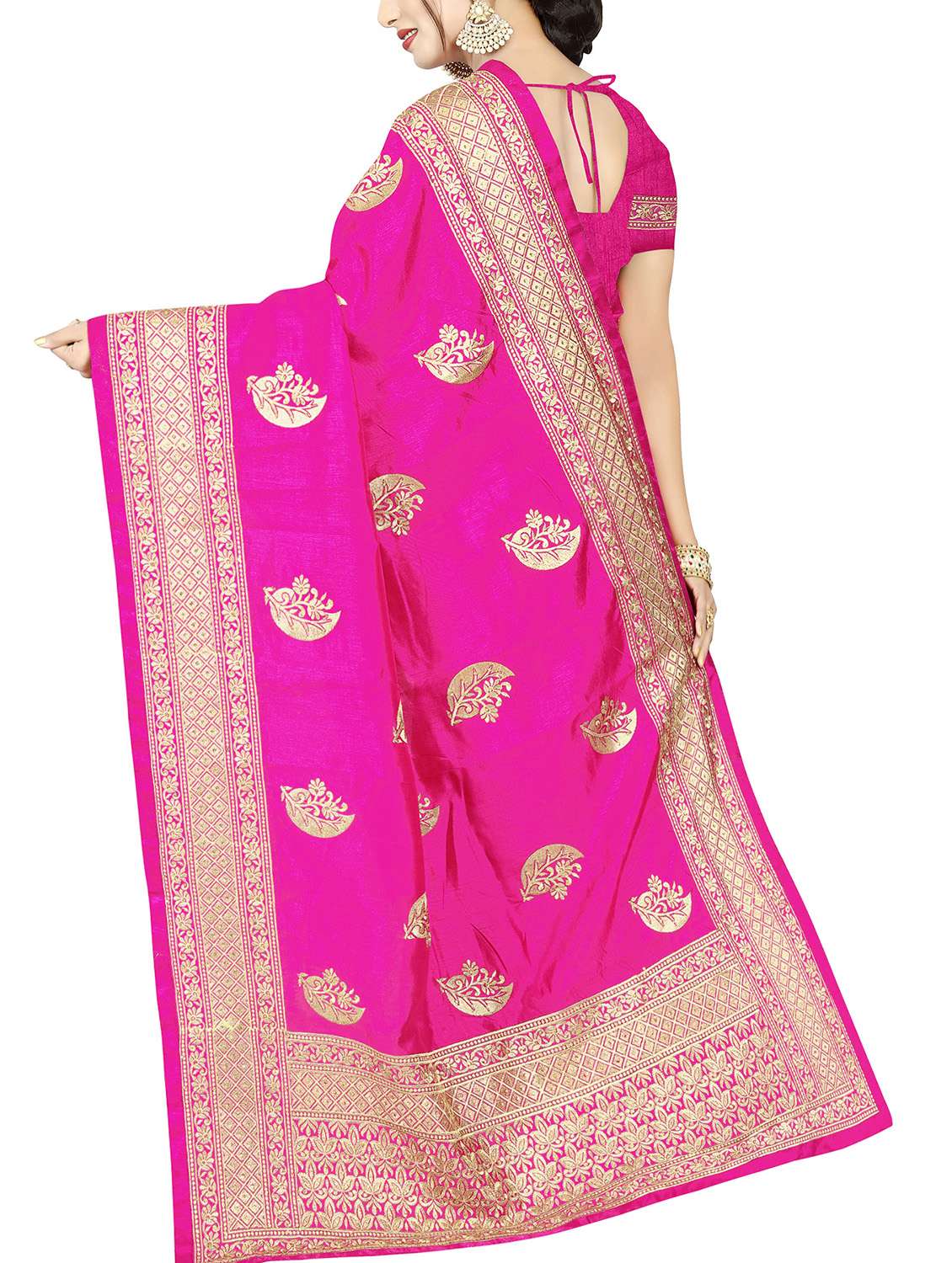 floral embroidered magenta saree with blouse - 15819779 -  Standard Image - 1