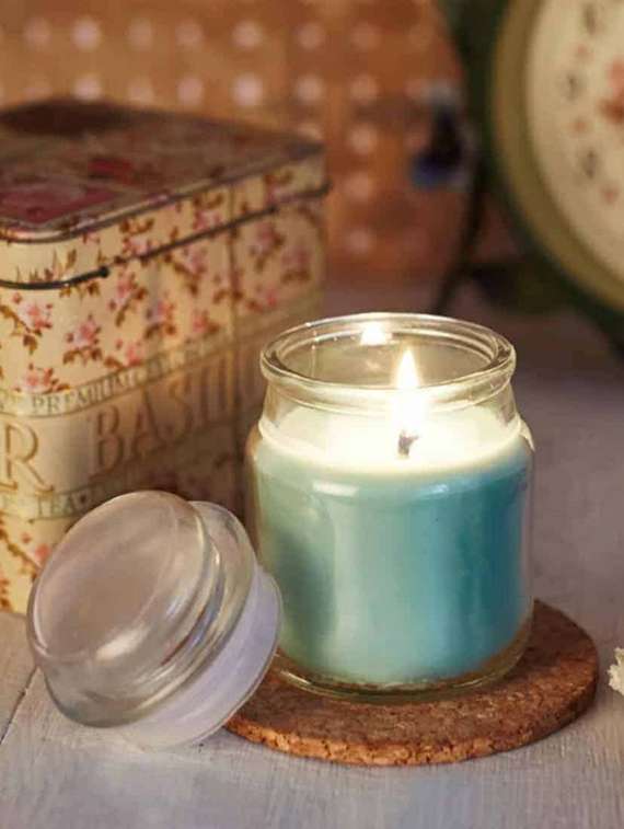aromatic fables blue chelsea fragrance natural wax scented decorative gifting glass jar candle