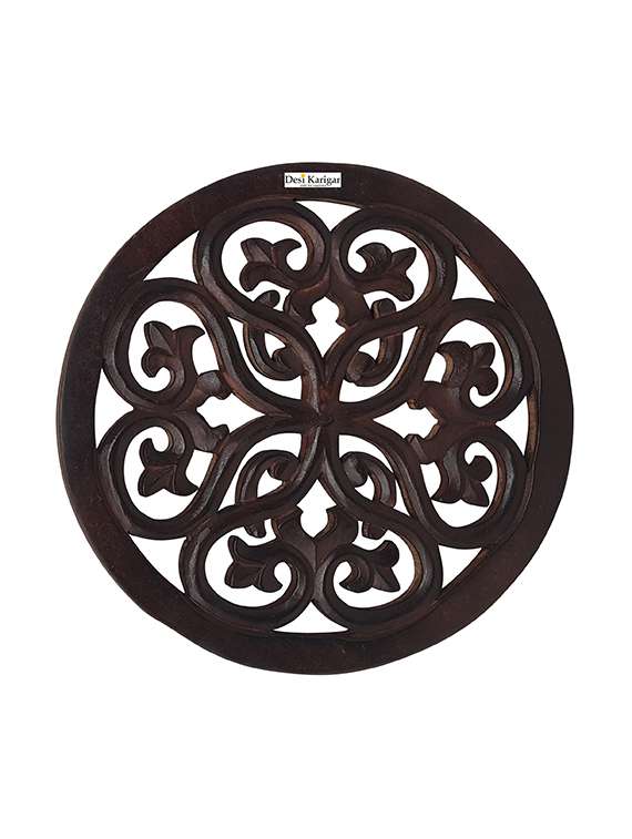 Antique Wooden Wall Decor Round Shaped Panel 