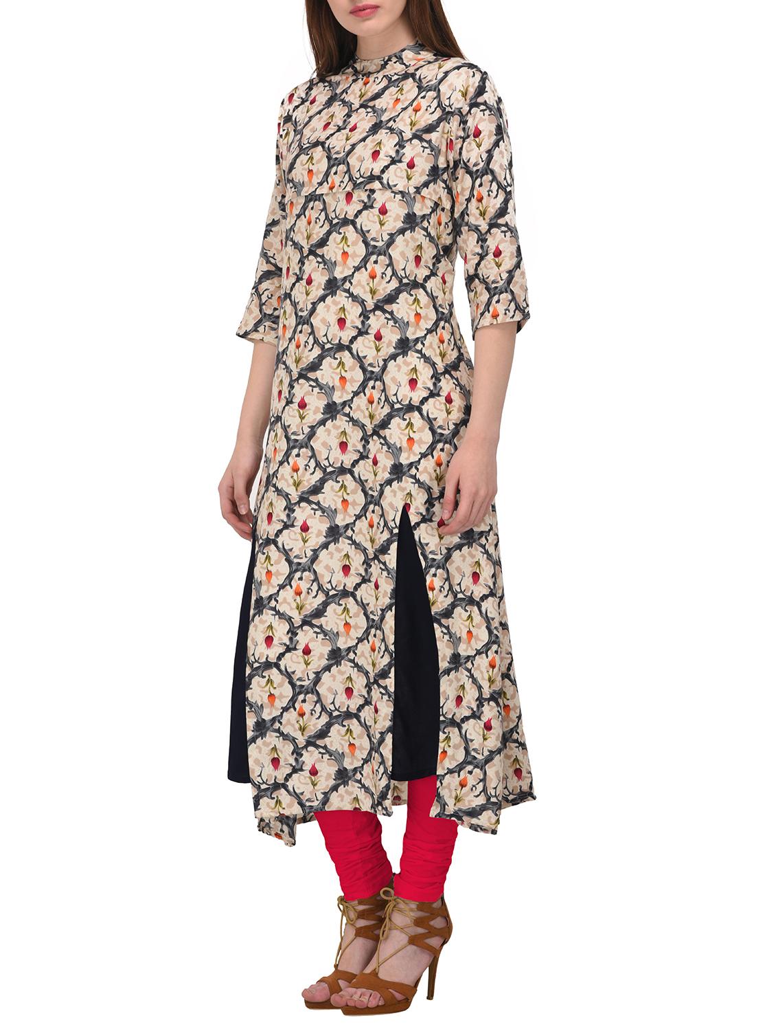 printed a-line kurta - 15825986 -  Standard Image - 1