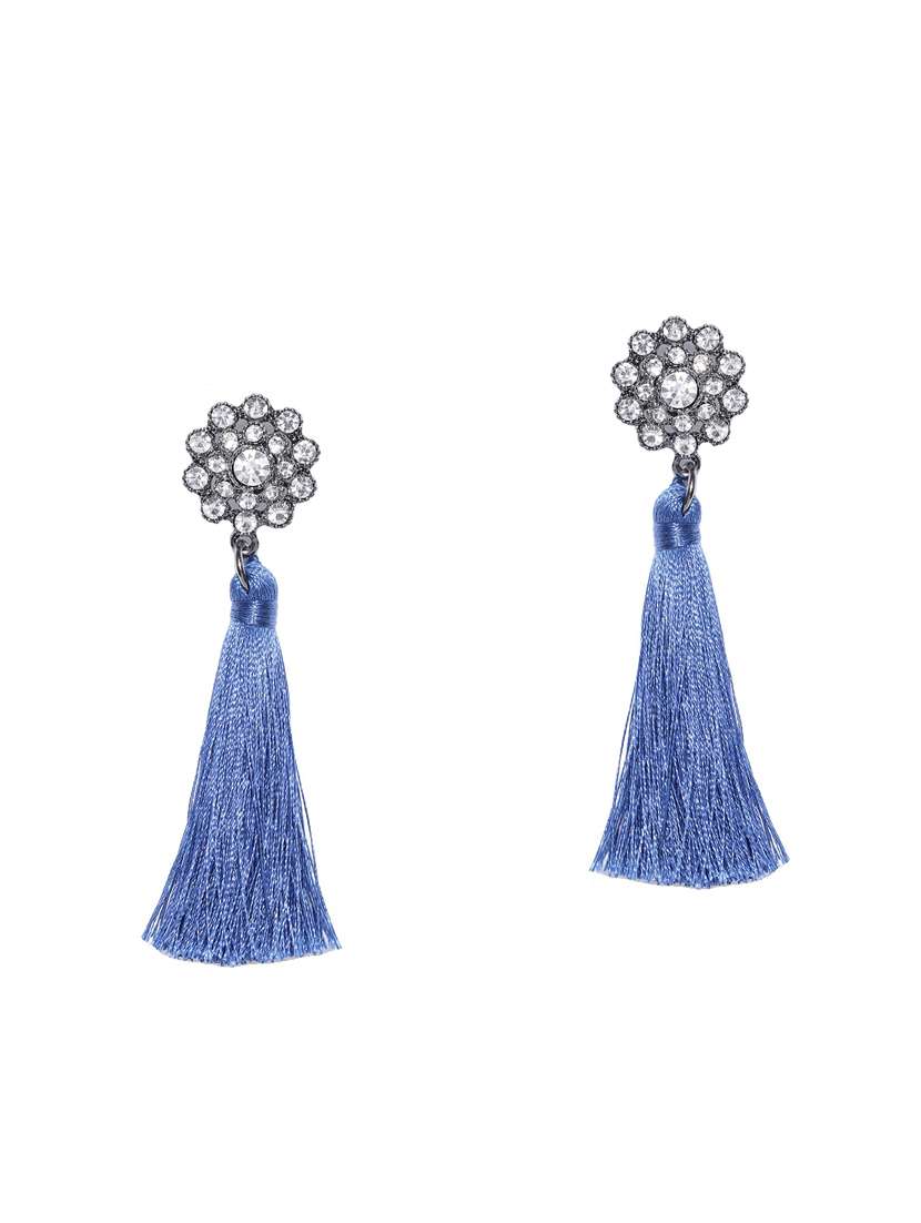 blue silver plated drop earring