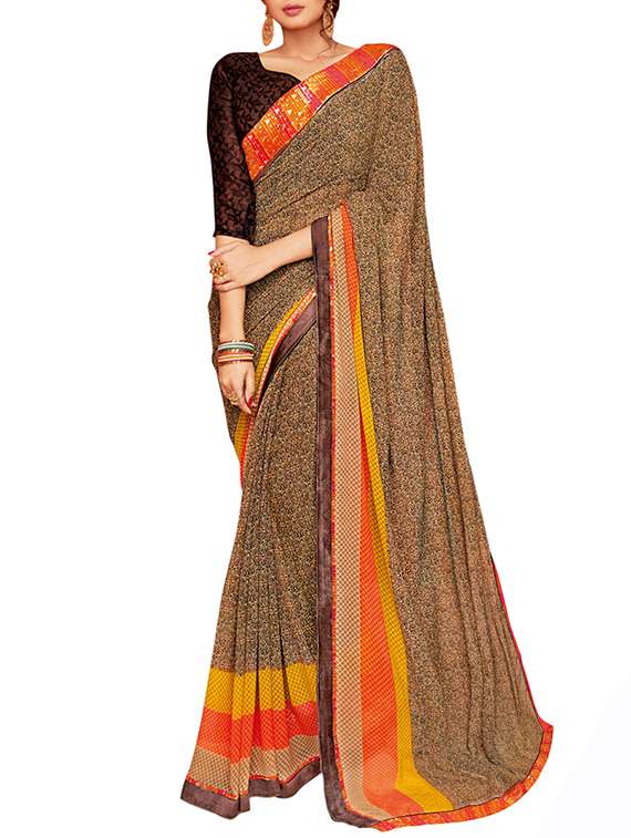 lace border printed saree with blouse