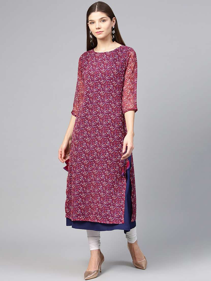 floral printed layered kurta