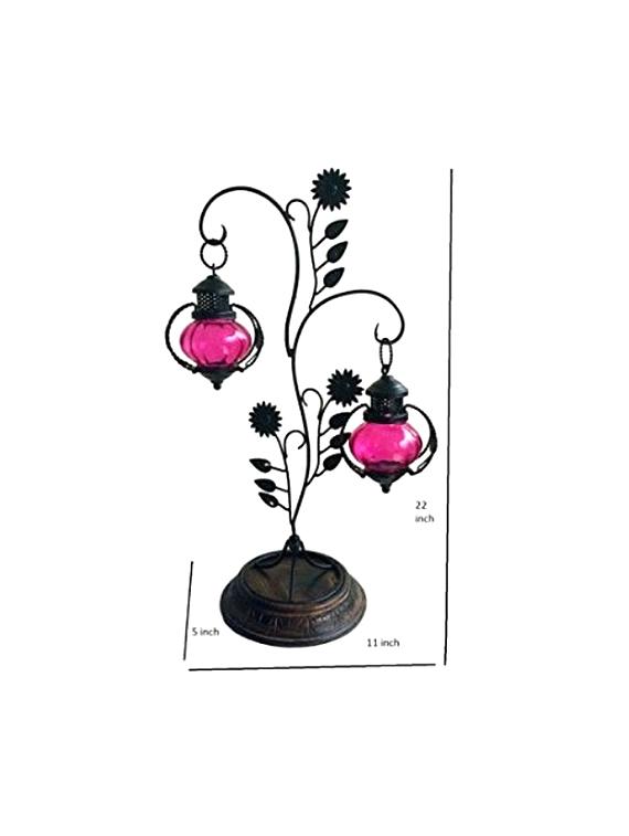desi karigar double lantern hanging candle holder with stand size 22 inch color pink - 15831879 -  Standard Image - 1