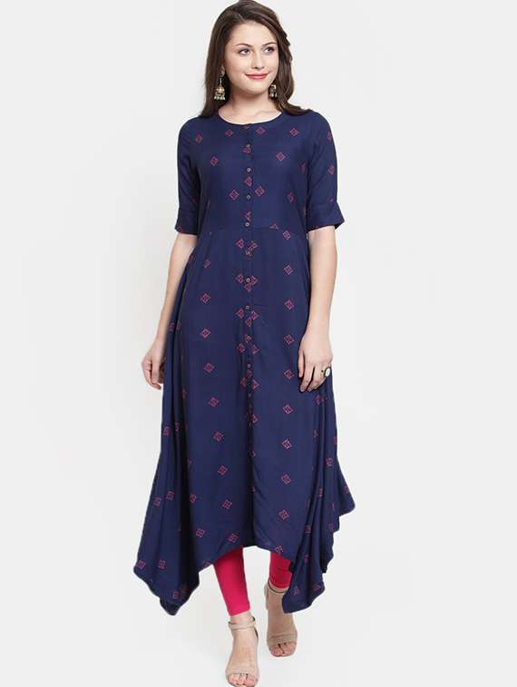 asymmetric printed kurta