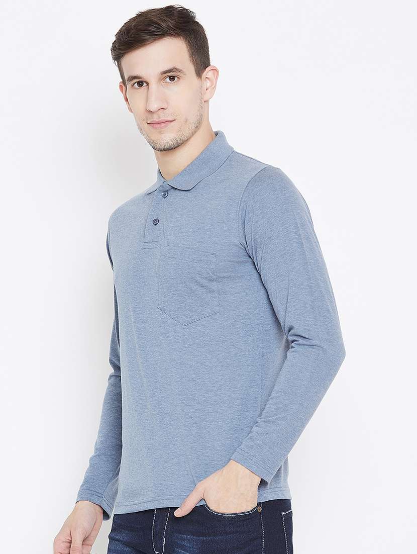 light-blue solid polo t-shirt - 15836113 -  Standard Image - 1