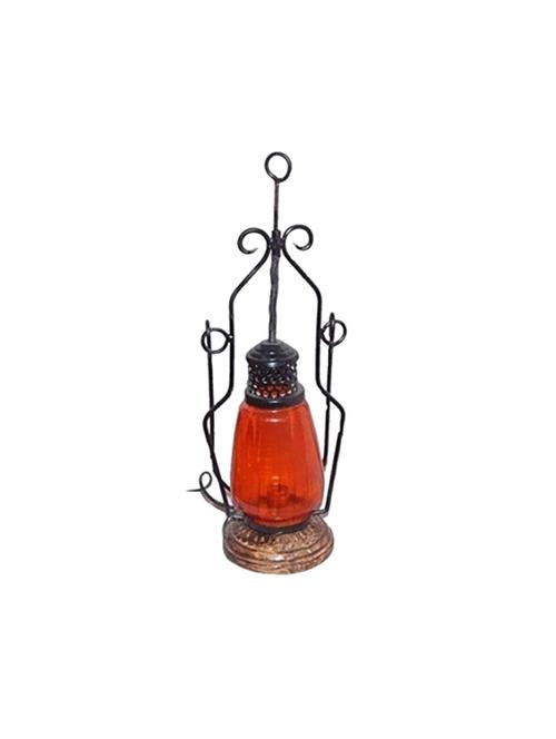 desi karigar orange cast iron, glass, wooden lantern - 15838739 - Standard Image - 0