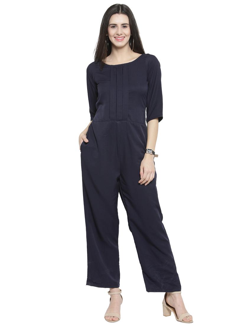pleated front full leg jumpsuit - 15839677 - Zoom Image - 0