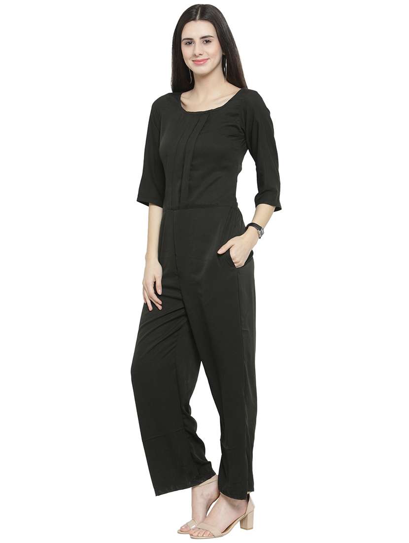 pleated front full leg jumpsuit - 15839679 -  Standard Image - 1
