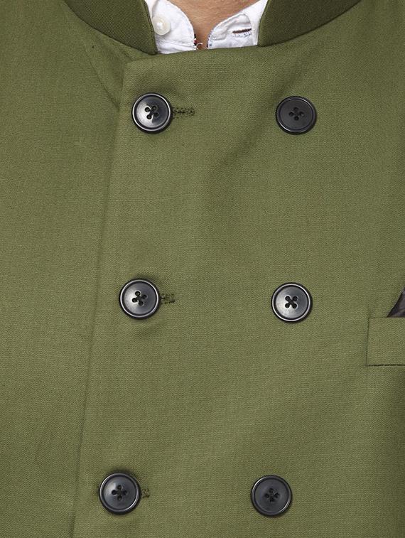 green mandarin neck nehru jacket - 15840482 - Standard Image - 4