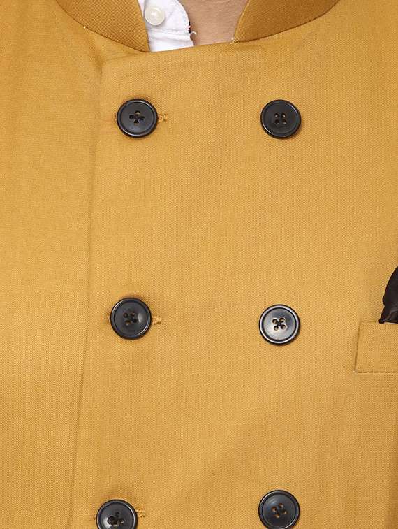 Yellow Mandarin Neck Nehru Jacket - 15840486 -  Standard Image - 4