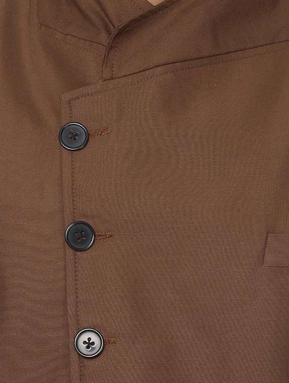brown mandarin neck nehru jacket - 15840487 -  Standard Image - 4