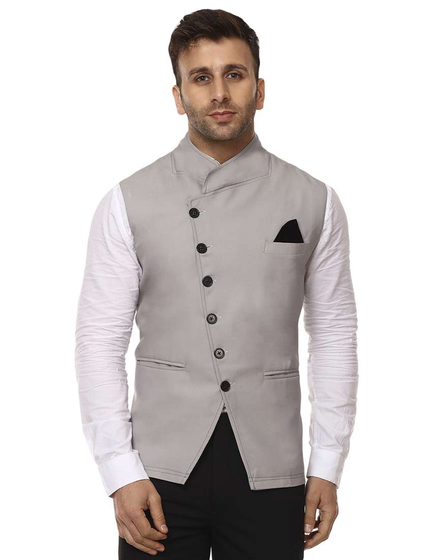 grey cotton nehru jacket