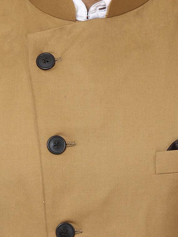 solid brown nehru jacket - 15840493 - Standard Image - 4