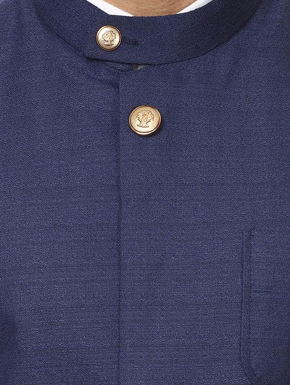 blue cotton nehru jacket - 15840497 - Standard Image - 4