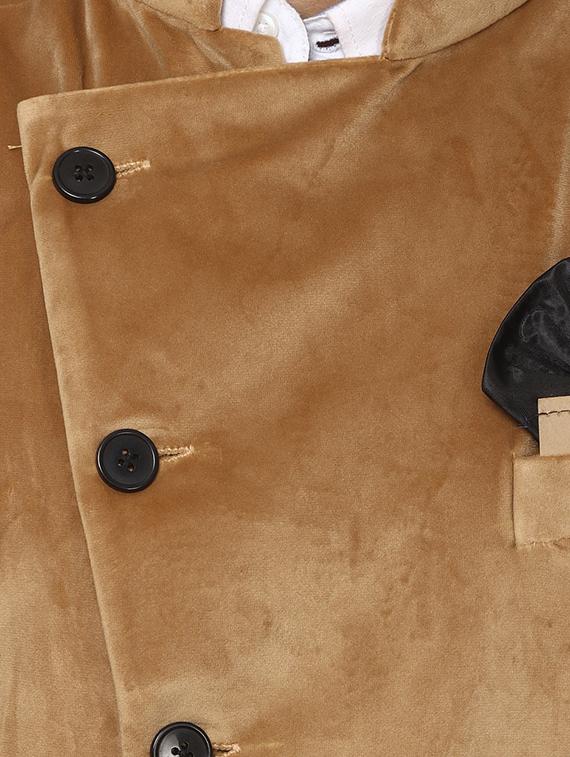 solid beige nehru jacket - 15840502 - Standard Image - 4