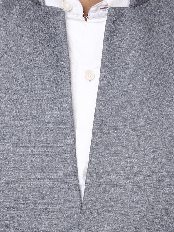 grey cotton nehru jacket - 15840506 - Standard Image - 4