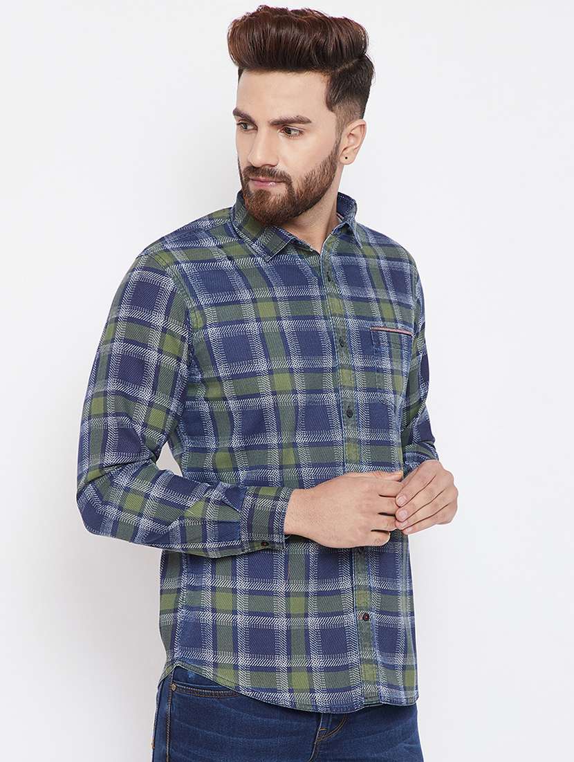 blue checkered casual shirt - 15840846 -  Standard Image - 1